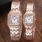 High Quality Panthere De Cartier Rose Gold Diamonds Watch Replica 
